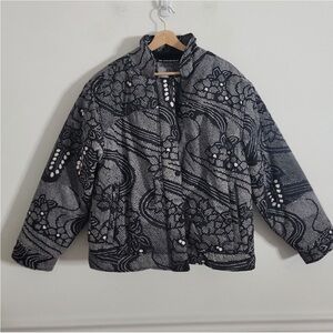 Free People Black & Grey Bunny Slope Printed PrimaLoft® Puffer Ski Jacket